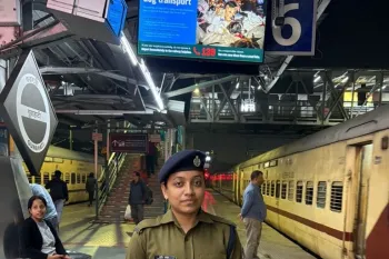 A digital public awareness campaign at Guwahati Railway Station, aimed at strengthening public vigilance against the illegal transport of dogs for the dog meat trade.